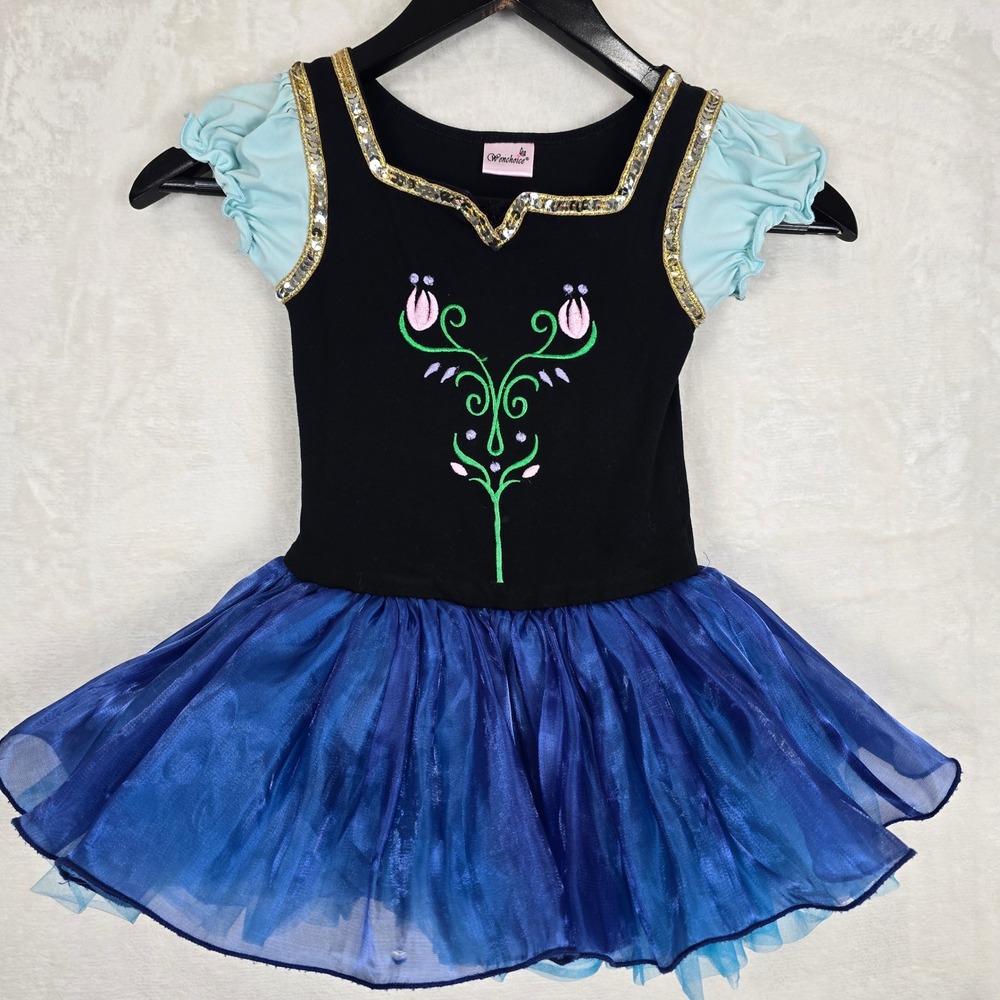 Wenchoice Toddler Medium black Blue Floral Sequin Tutu Ballerina Costume Dress
